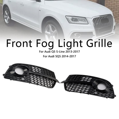 Front Bumper Fog Light Grill Grille Fit Audi Q5 S-Line SQ5 2013~2017 Black