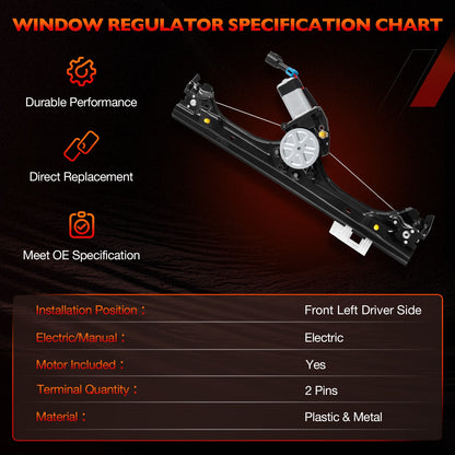 For 2012-2019 Fiat 500 Front Left Power Window Regulator w/ Motor Assy 751-648