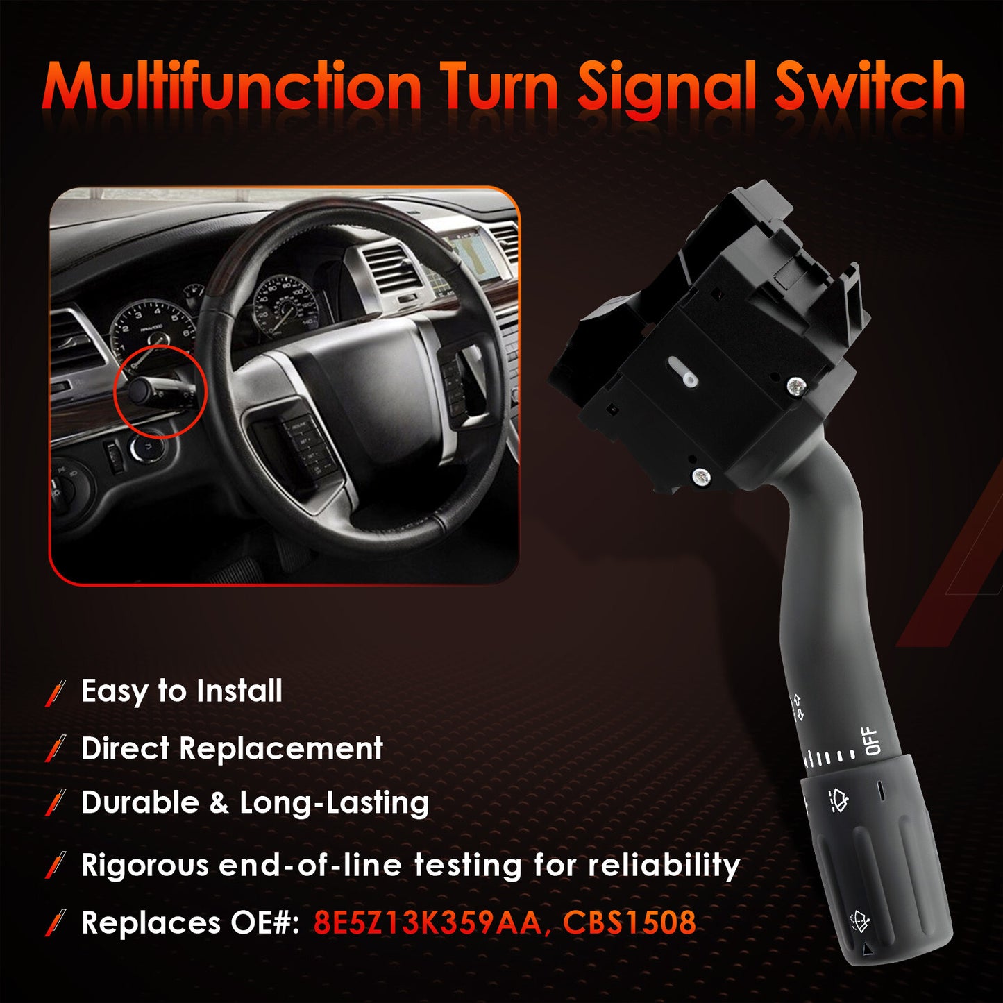Turn Signal Windshield Wiper Switch For 05-12 Ford Fusion Taurus Lincoln Mercury