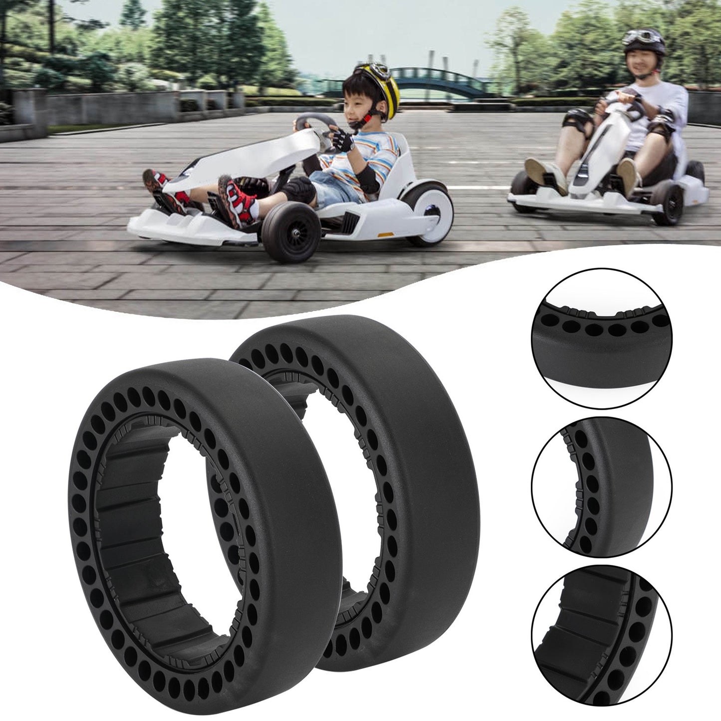 ??2PCS Drifting Rear Tire For Segway Ninebot Gokart Pro S MAX Replacement Black