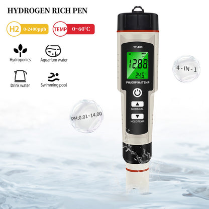 ??Portable 4 In 1 Hydrogen-Rich Test Pen PH/ORP/TEMP Water Quality Meter Tester