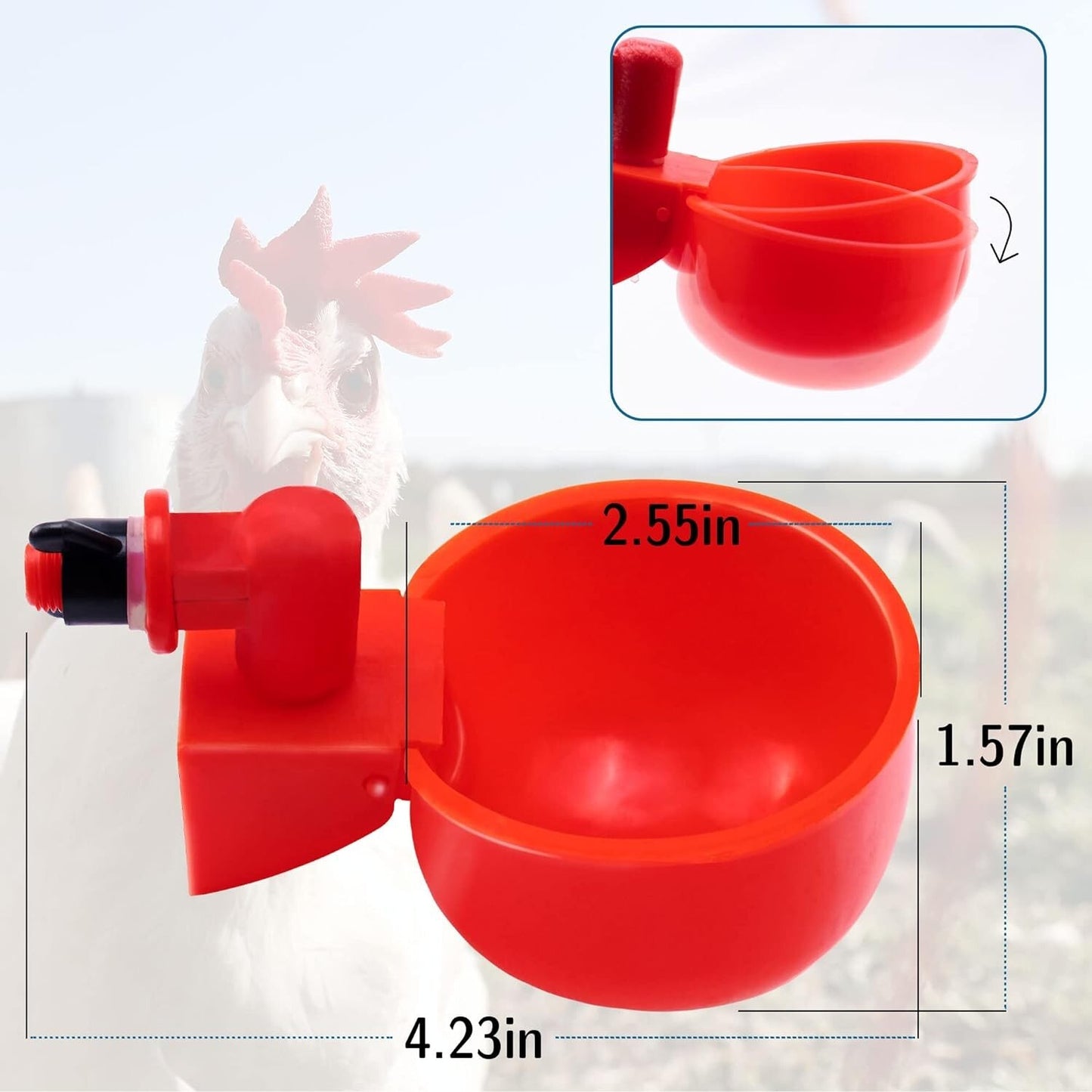 12x Chicken Automatic Watering Cups, Drinker Waterer, for Duck Quail Hen Poultry