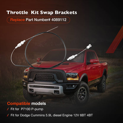 P7100 Throttle Swap Kit w/ 60" Adjustable Cable Mounting Brackets Return Springs