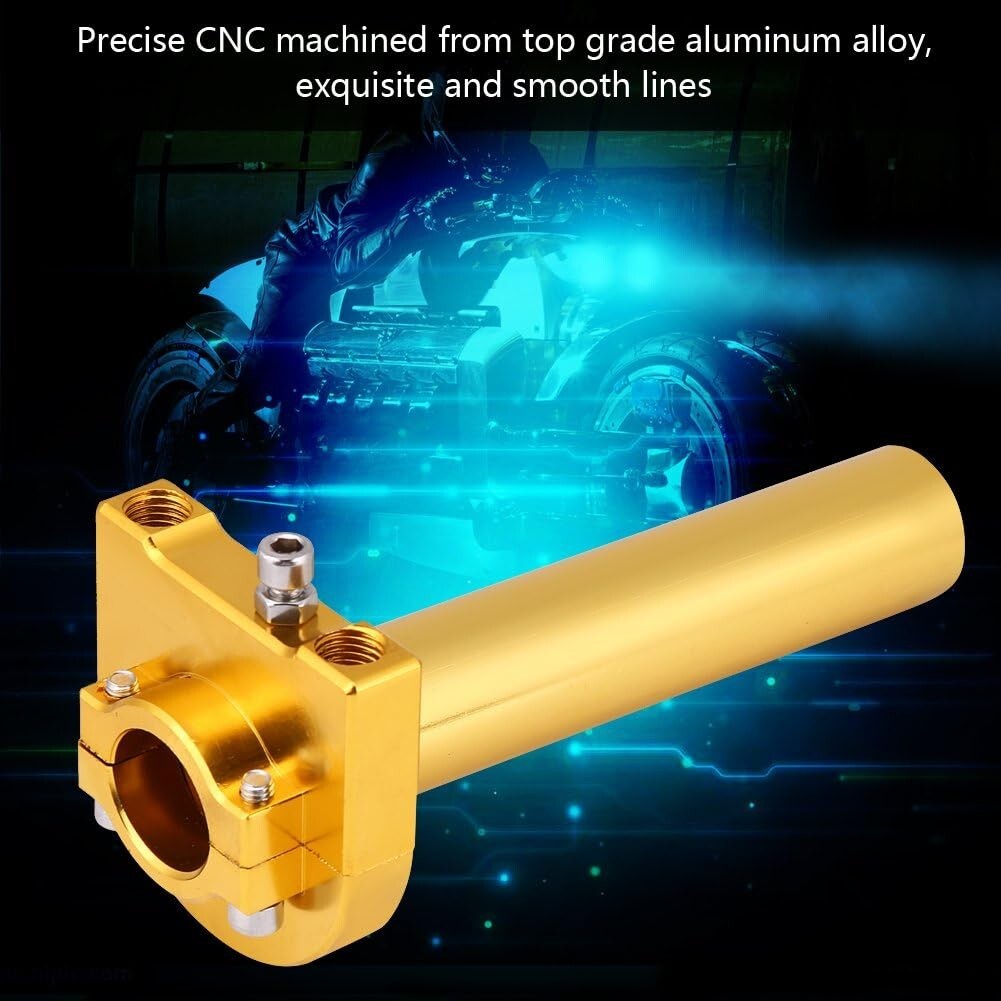 7/8" Turn Twist Throttle Handle Bar Throttle Tube Universal Gold for Motorcycle