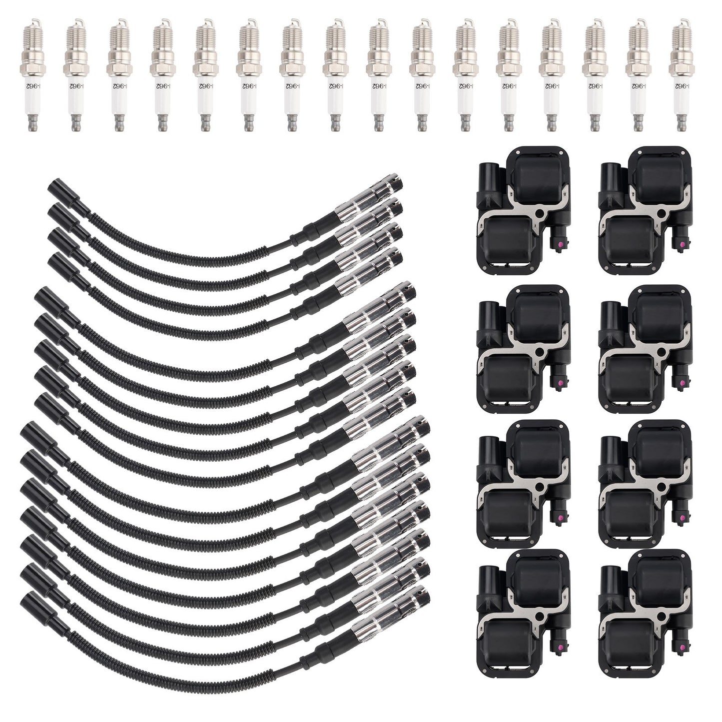 8x Ignition Coil+16xSpark plug+Wire Set UF359 For Mercedes-Benz C CLK ML Class