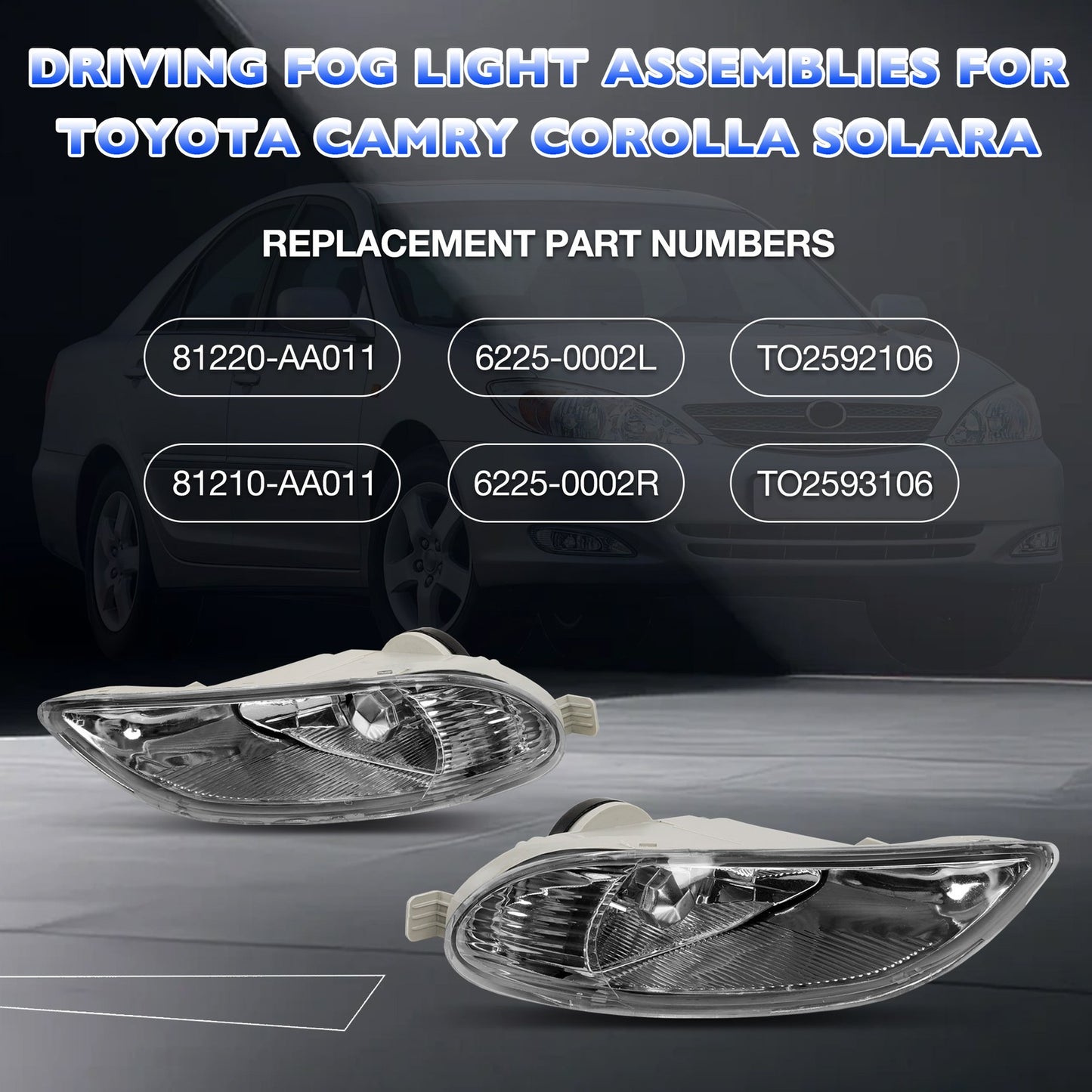 Pair Fog Lights-Driving Fog Lamps For 2002-2008 Toyota Camry Corolla Solara