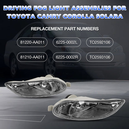 Pair Fog Lights-Driving Fog Lamps For 2002-2008 Toyota Camry Corolla Solara