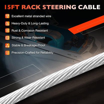 15 FT Back Mount Steering Cable Kit SS14115 For Seastar Teleflex Rack Steering