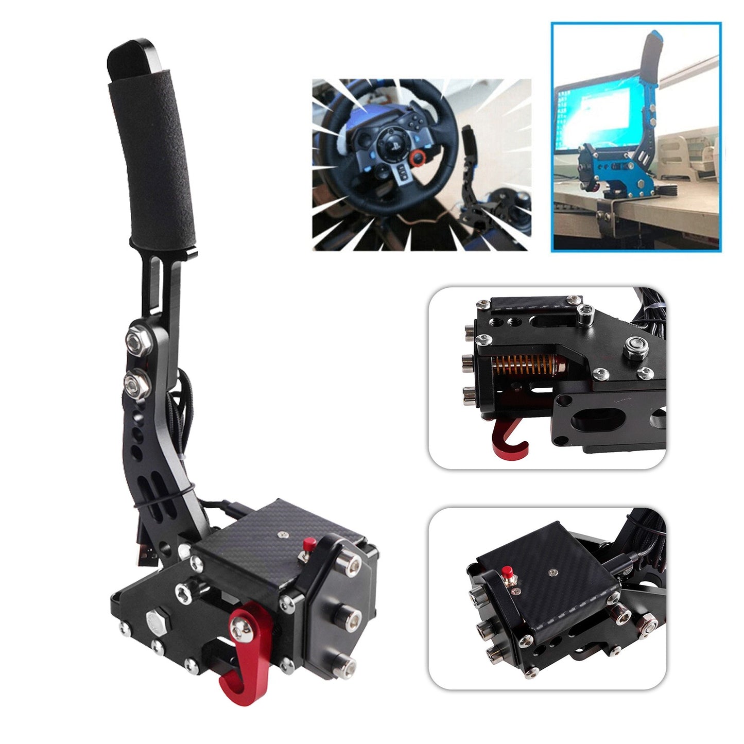 14Bit PS4/PS5 USB SIM Handbrake for Racing Games Steering Wheel Stand G29 Black.