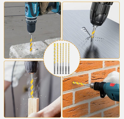 6PCS Professional Masonry Concrete Drill Bit Set 1/4 Inch Hex Shank Carbide Tips