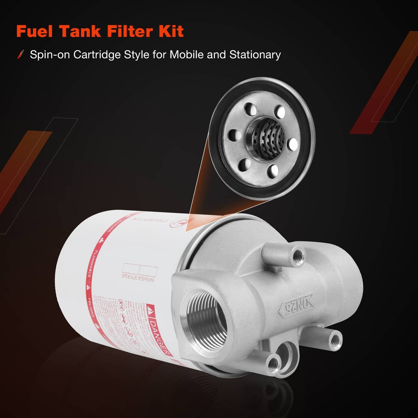 1" NPT Fuel Transfer Tank Pump Filter Kit w/30 Micron Spin-on Particulate Filter