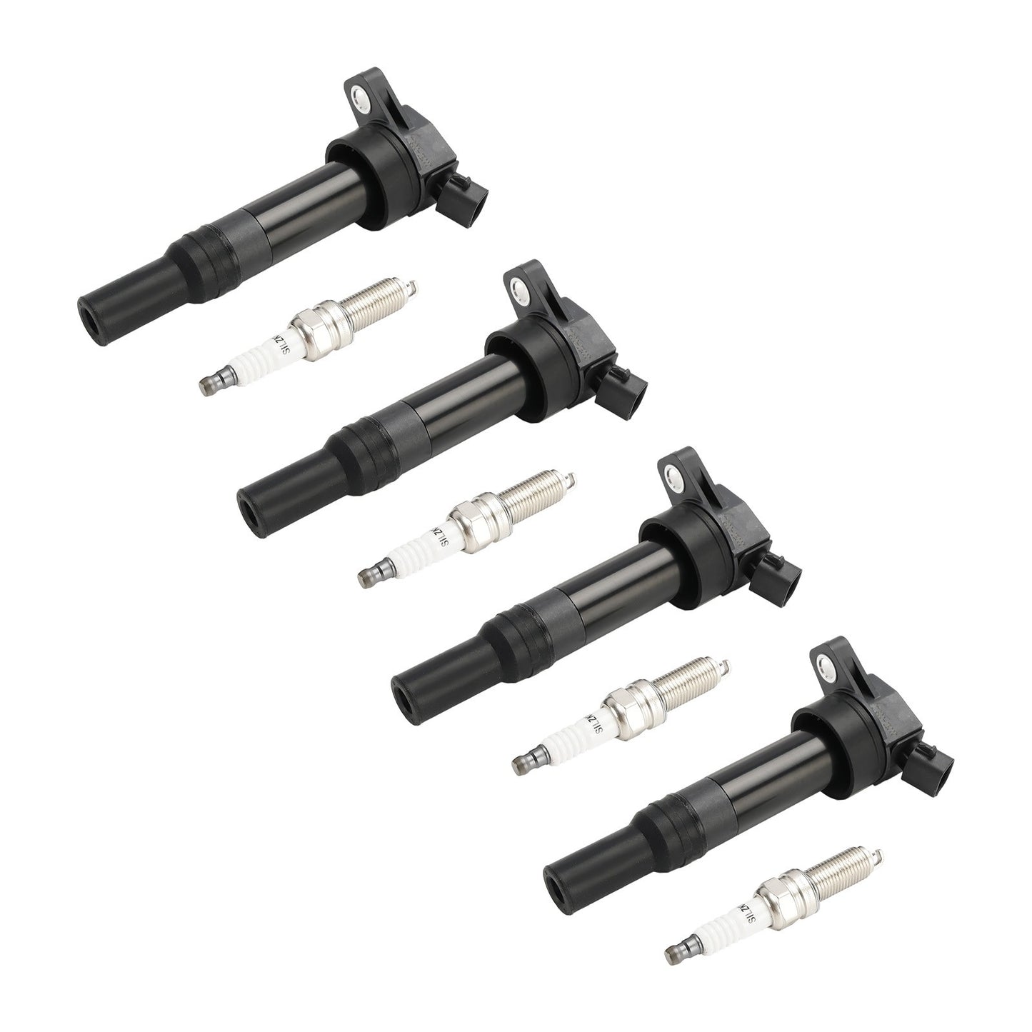 4x Ignition Coil +Spark Plug UF651 For Kia Soul Forte Hyundai Elantra