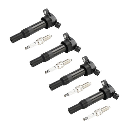 4x Ignition Coil +Spark Plug UF651 For Kia Soul Forte Hyundai Elantra