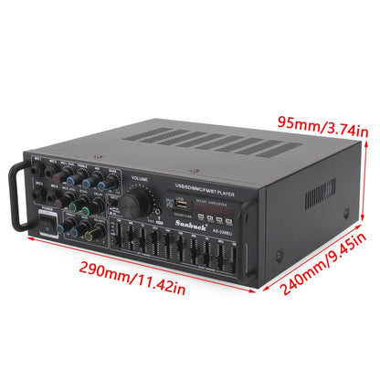Sunbuck Bluetooth 5.0 HiFi Stereo Power Amplifier 2000W Home Audio FM USB AUX