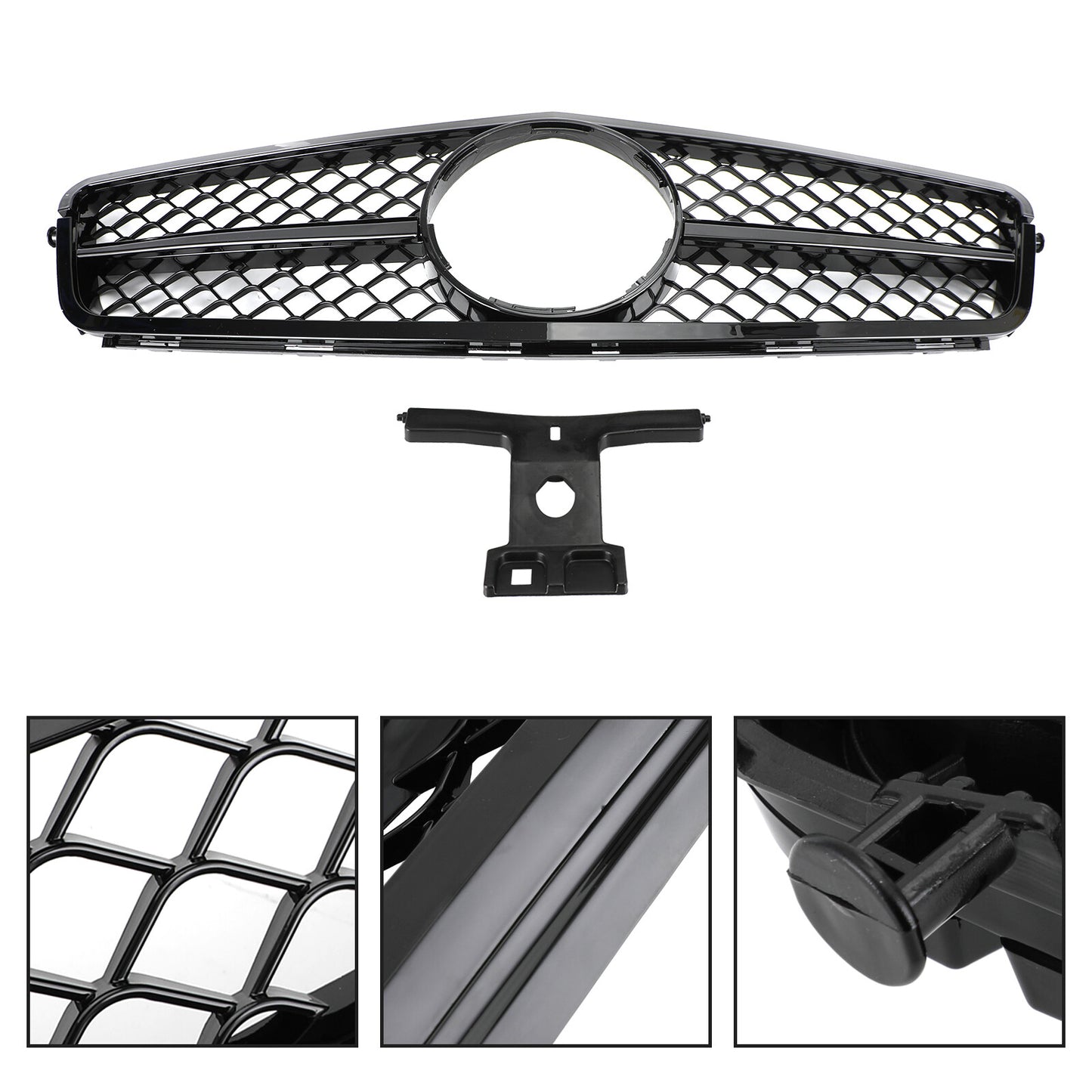 Gloss Black Grill Grille Fits Mercedes Benz W204 C250 C350 2008-13