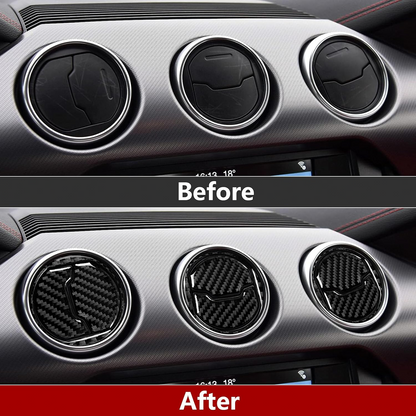 Real Carbon Fiber Interior Air Vent Outlet Cover Trim For Ford Mustang 2015-2020