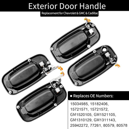 4X Exterior Door Handle Chrome Lever Fit 99-07 Chevy GMC Yukon Cadillac 15182406
