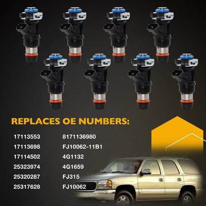 8x 25317628 Upgrade Fuel Injectors For 99-06 Chevy Silverado GMC 4.8L 5.3L 6.0L