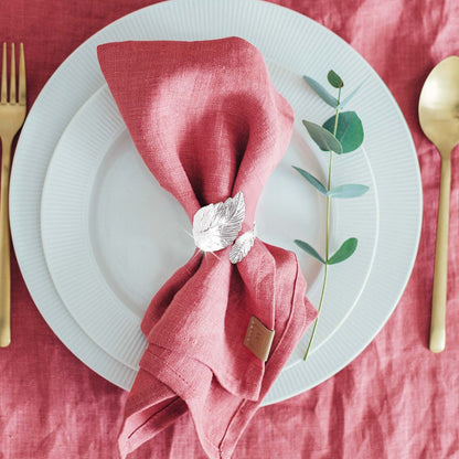 ??12PCS Silver Napkin Rings Leaf Napkin Holder Adornmen Alloy