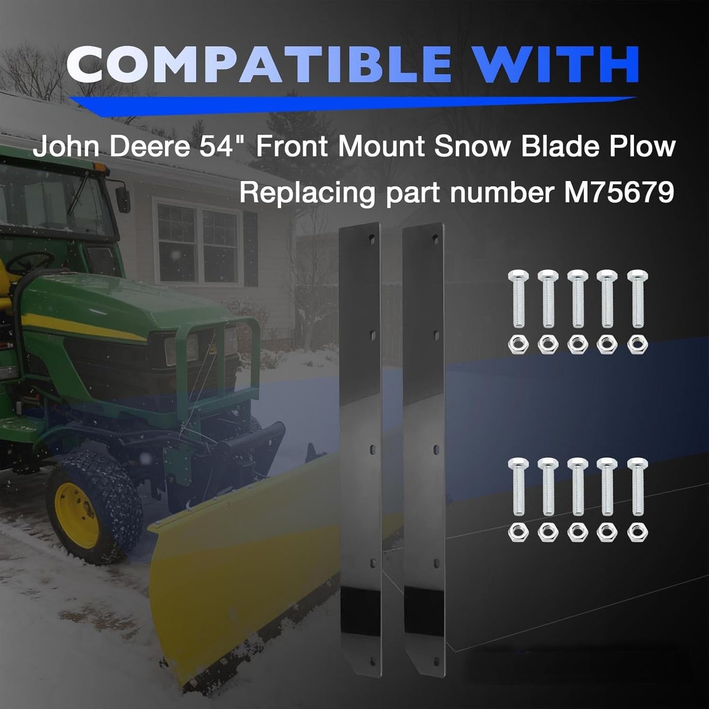 2-Pack 1/2" Poly Cutting Edge Scraper Bar For John Deere 54" Snow Plow M75679