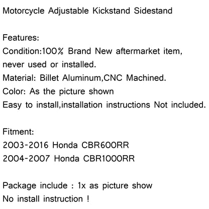 CNC Adjustable Kickstand Side Stand Fit For HONDA CBR 600 1000 RR 600RR 1000RR ✔