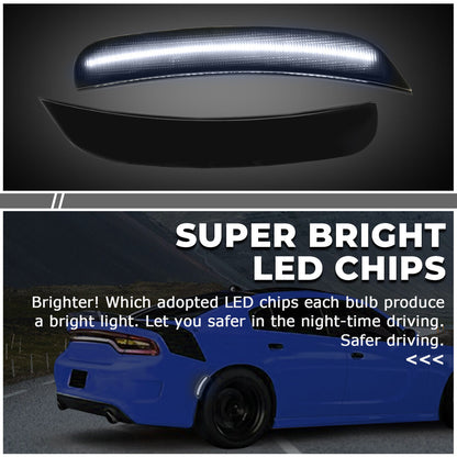 Solid Spare For 2015-2022 2023 Dodge Charger R/T SXT 4X Smoke Bumper LED Side Marker Lights