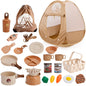 25Pcs Forest Adventure Pretend Play Set Cooking Tools Kids Camping Set with Tent