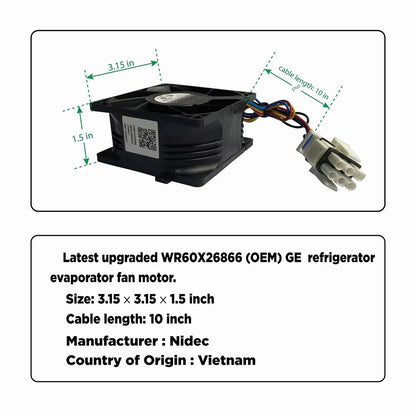 New For GE Refrigerator Evaporator Fan Motor WR60x26866 WR49x25197 239D1412 US