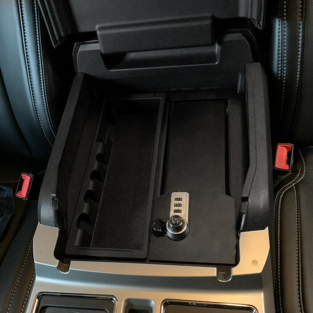 Solid Spare Floor Center Console Lock Safe Storage For 15-20 F150/Raptors 17-22 F250 F350