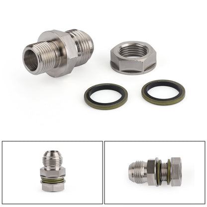N Turbo Oil Pan Sump Return Drain Adapter Bung Fitting 10AN to M18x1.5 Silver N