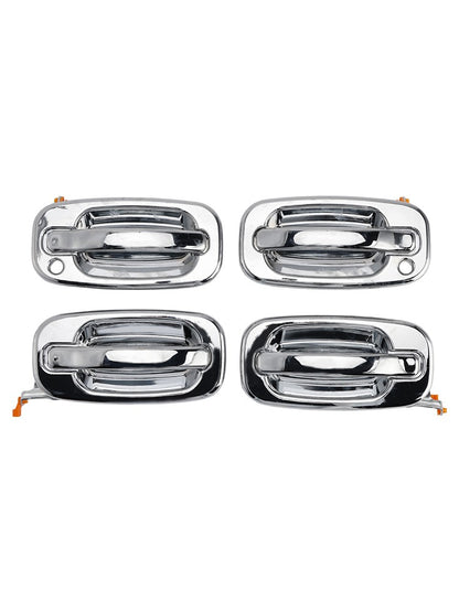 4PCs Front Exterior Door Handle Set Chrome For Chevy GMC Silverado 99-06