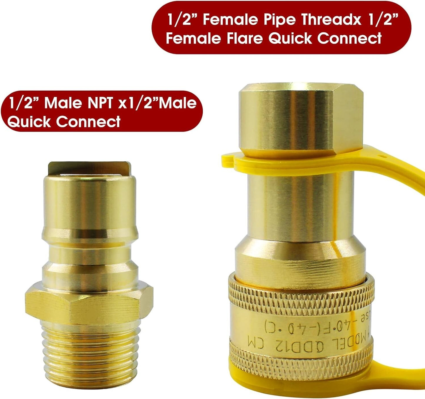 1/2" QDD LP Gas Quick Connect Fittings with Male Insert Plug Natural Gas Propan