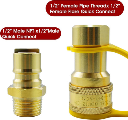 1/2" QDD LP Gas Quick Connect Fittings with Male Insert Plug Natural Gas Propan