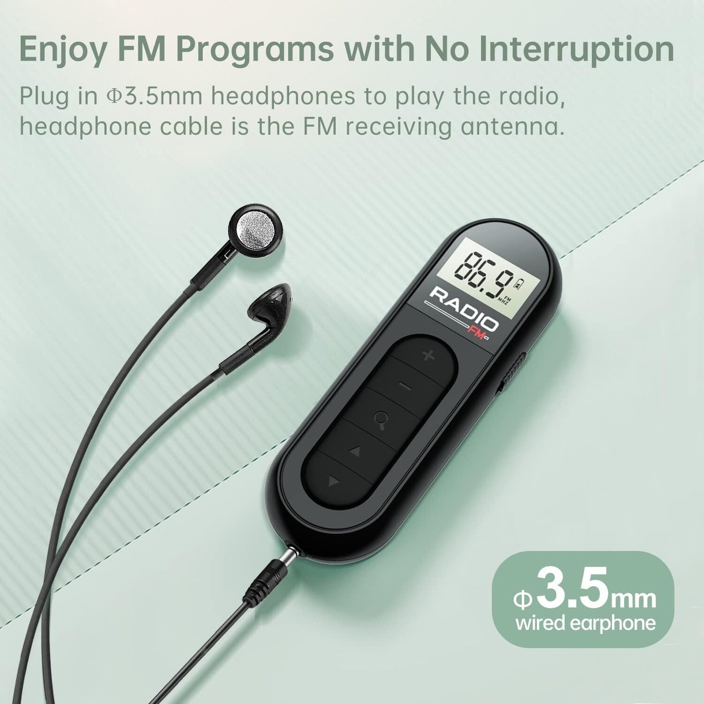 Portable FM Pocket Radio Mini Walkman Digital LCD Screen with 3.5mm Earphone USA