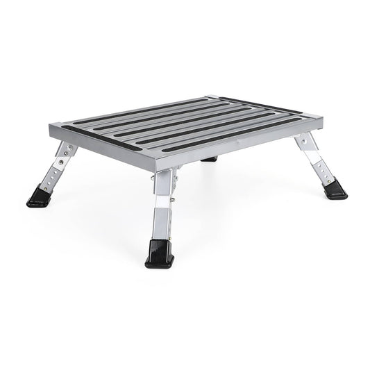 Solid Spare Folding Aluminum Platform RV Step Stool Trailer Camper Working Ladder Portable