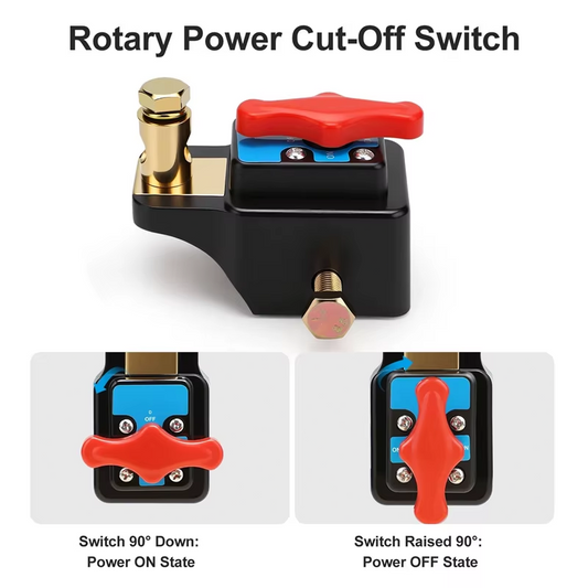 Rotary Car Battery Disconnect Switch 12-24V Brass Cut Off Isolator Quick Install