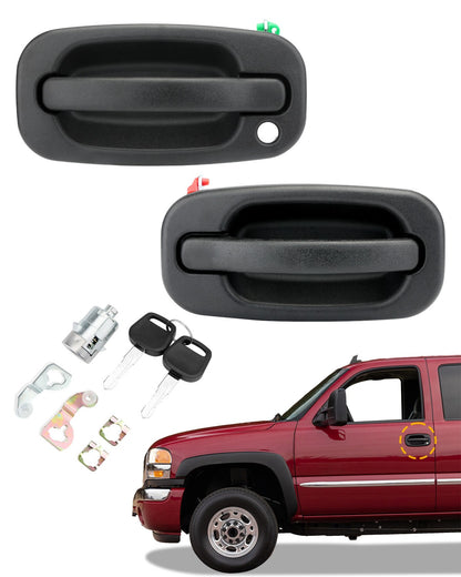 Exterior Door Handles w/ Lock Cylinder & Keys Set For 1999-07 Chevy GMC Cadillac