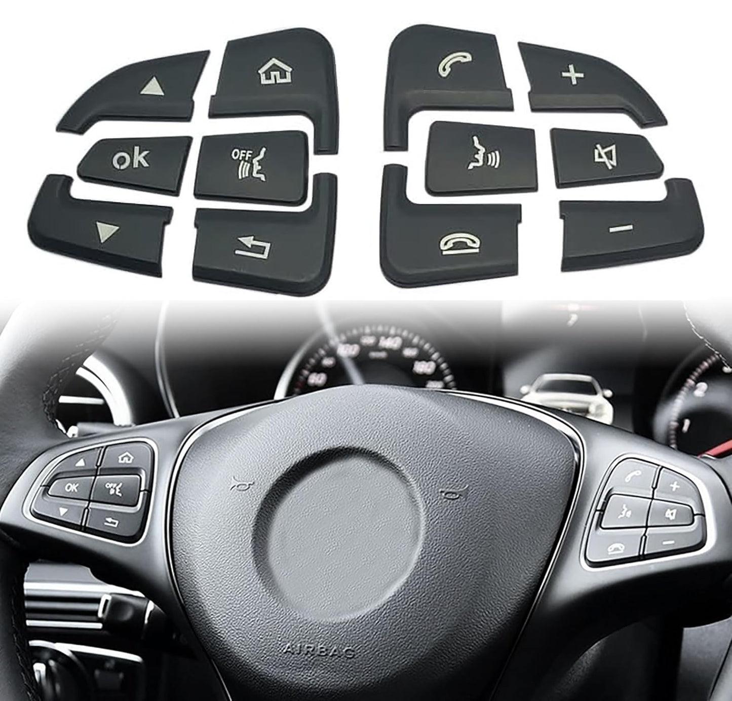 Steering Wheel Button Black Trim For Mercedes Benz GLC C Class W205 2015-2018 Y