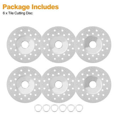6PCS 4" Rock Slab Grinding Disc Diamond Tile Cutting Saw Blade for Angle Grinder