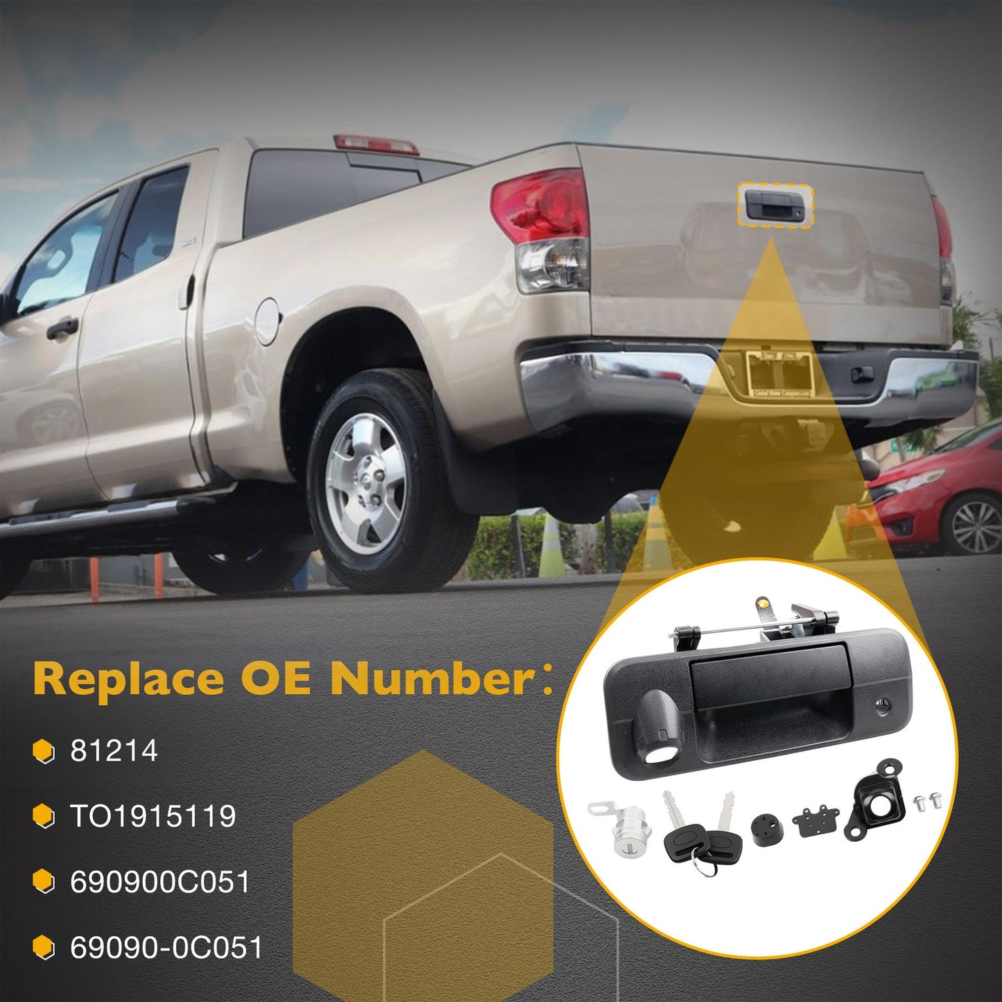 Metal Tailgate Handle w/ Lock & Camera Accessories Kit For 2007-13 Toyota Tundra