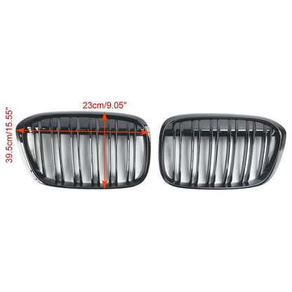 2PCS Gloss Black Front Kidney Grill Grille Fit BMW X1 F48 F49 2016-19 2017