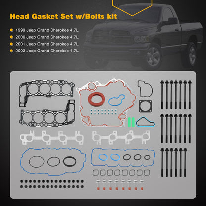 Full Head Gasket Set w/ Bolts For 99-03 Dodge Ram Durango Grand Cherokee 4.7L