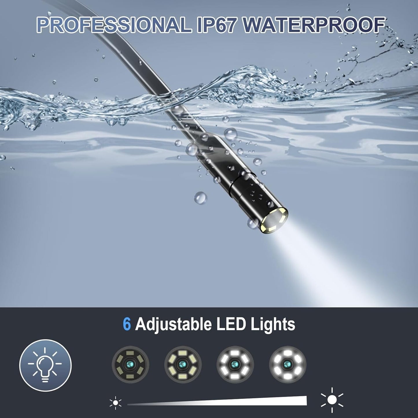 1080P LED Handheld Industrial Endoscope Borescope 8mm Inspection Snake Camera