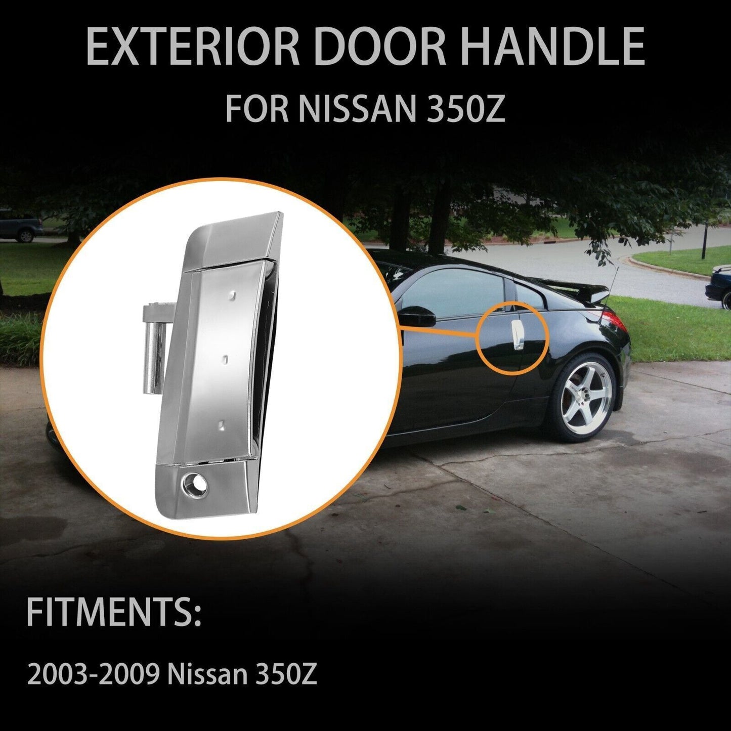 Exterior Door Handle Driver & Passenger Side Silver for 2003-2009 Nissan 350Z