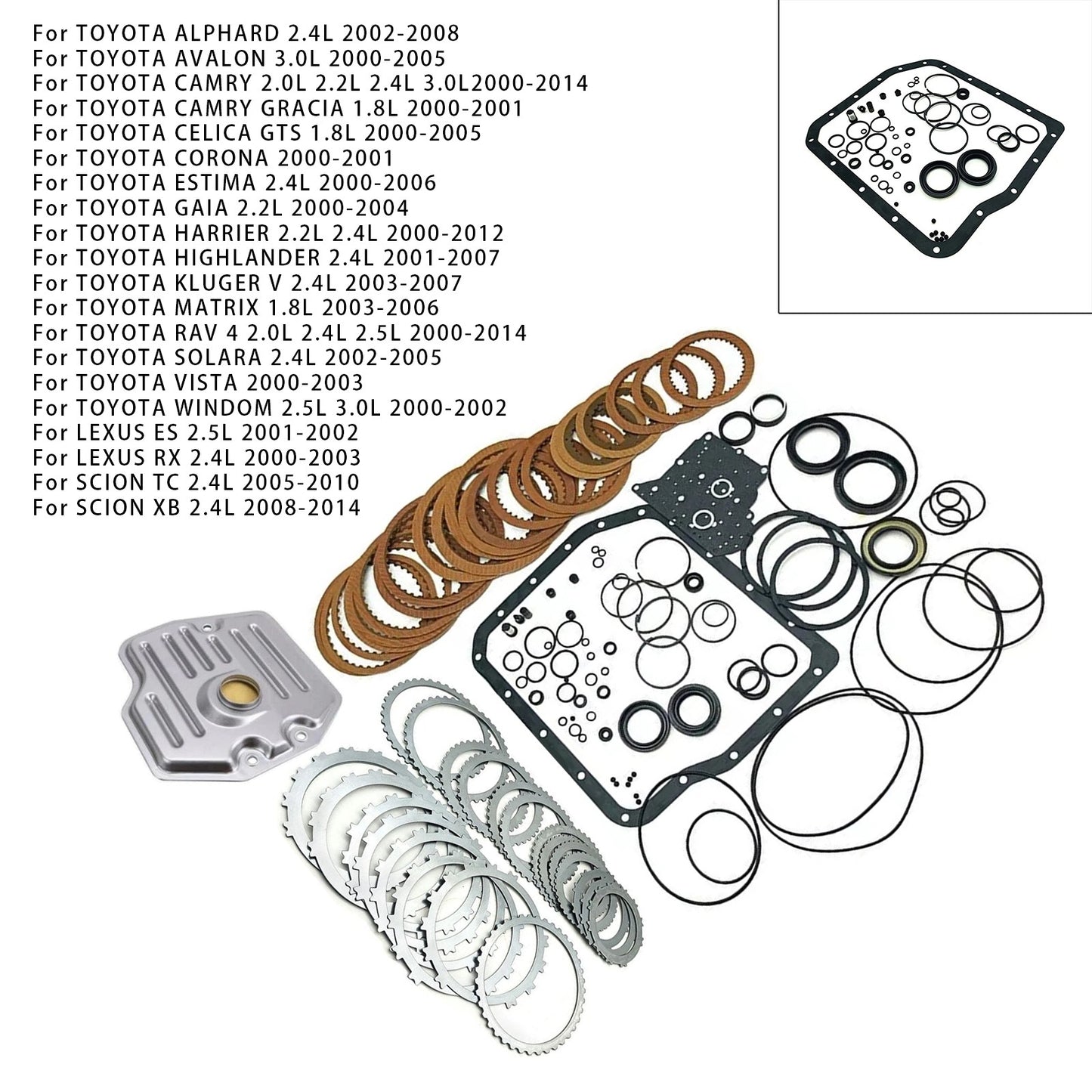 U240E U241E Auto Transmission Master Rebuild Kit Clutch Discs Gasket For Toyota