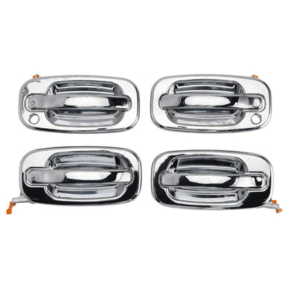 4PCs Front Exterior Door Handle Set Chrome For Chevy GMC Silverado 99-06