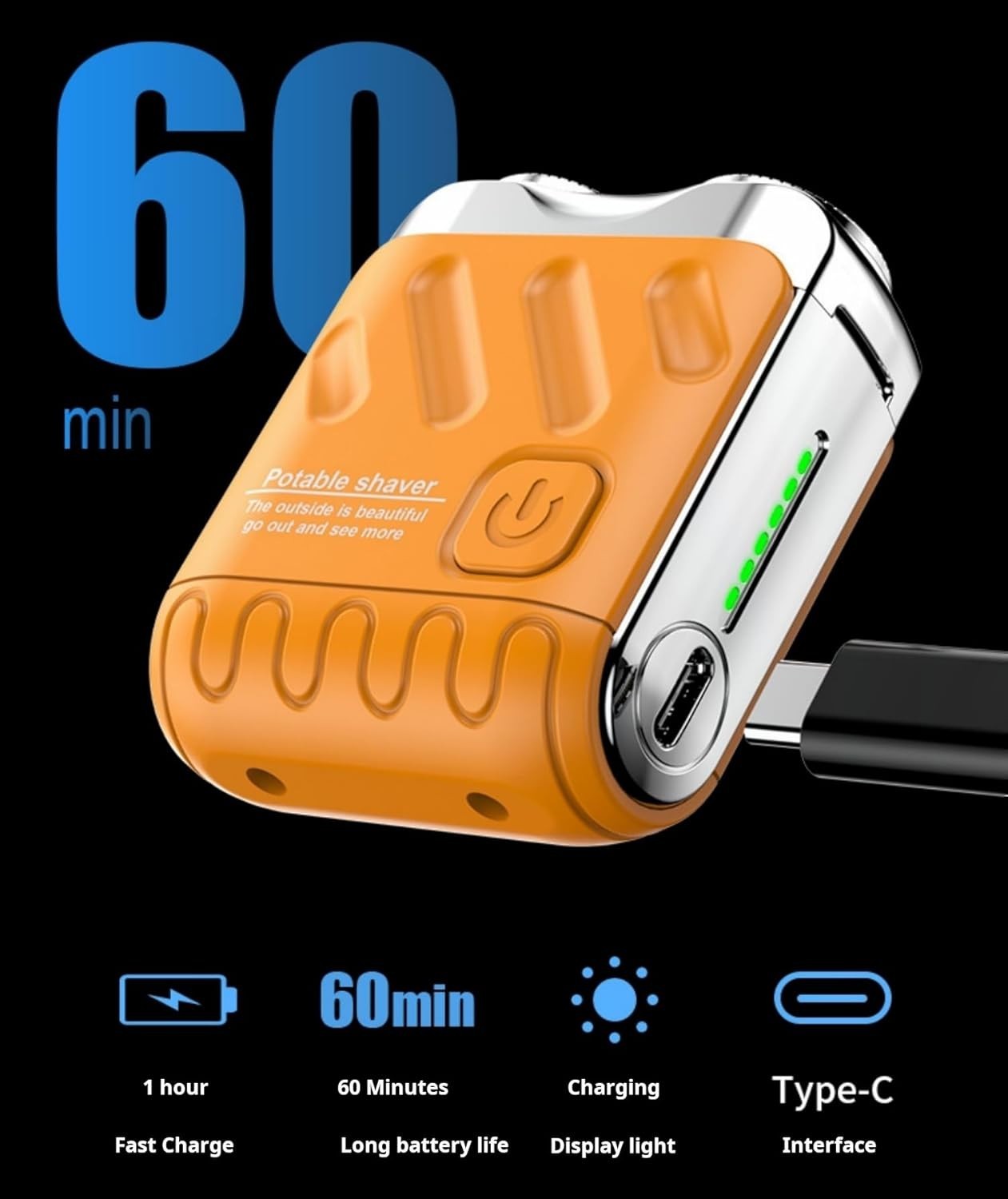 Double Ring Pocket Travel Shaver Mini Men Shaver Portable Beard Razor Orange