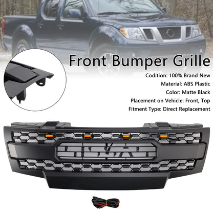Front Upper Bumper Grille Grill Kit W/ LED Lights For Nissan Frontier 2009-2019