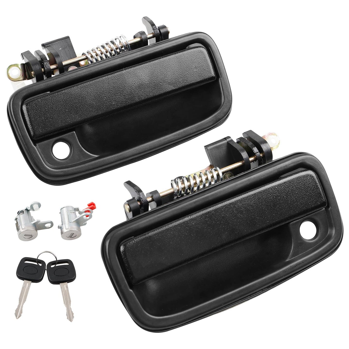 2X Metal Exterior Door Handles w/ Lock Cylinders & Key Fit 1995-04 Toyota Tacoma