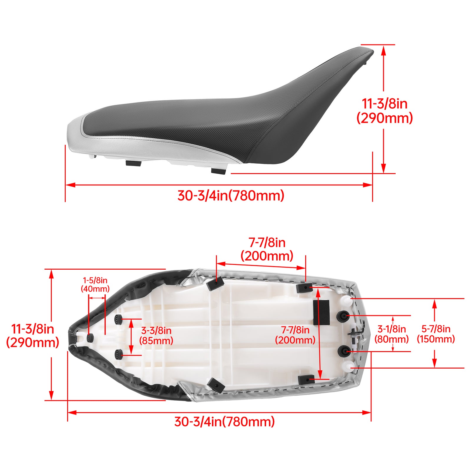 Solid Spare Complete Seat Plastic Black Silvery For Yamaha Raptor 660R 2001-2005